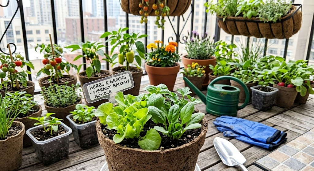 easy vegetables growing in containers on a balcony for small space home gardening