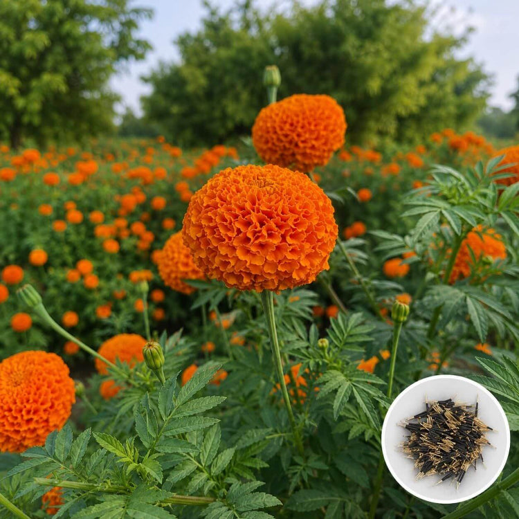 Aztec Marigold Seeds - Heirloom Flower Plant for Home Gardens
